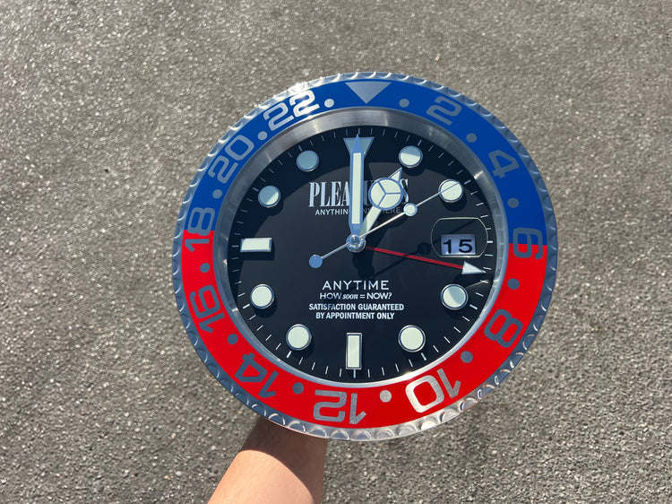 Pleasures Anytime Wall Clock Blue/Red